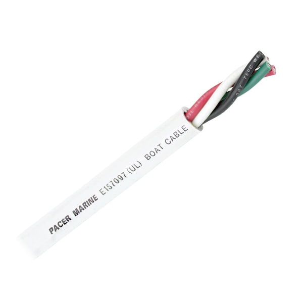 Pacer Round 4 Conductor Cable, 100', 16/4 AWG, Black, Green, Red and White